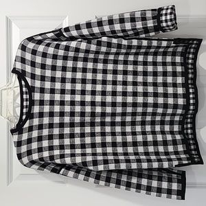 J. Jill Monochrome Checkered Crew Neck Sweater